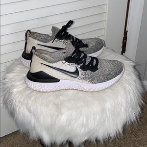 black and white Nike react running shoe